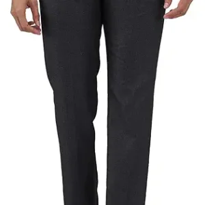 Men's Regular Fit Solid Pattern Poly Viscose Blend Flat Front